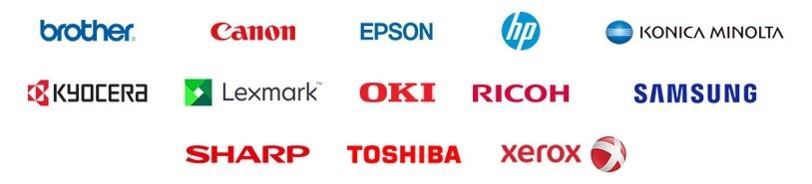 HP, Canon, Epson, Konica, Kyocera