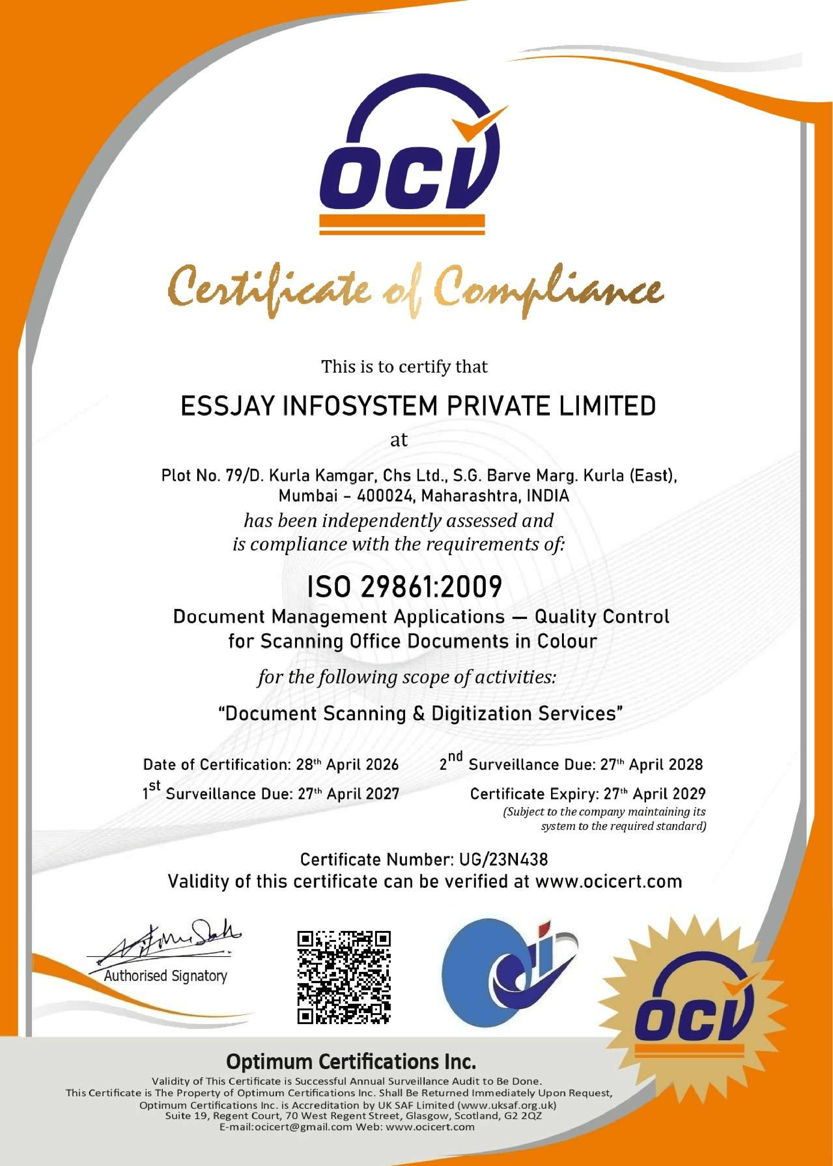 ISO 29861:2009 DMA QC